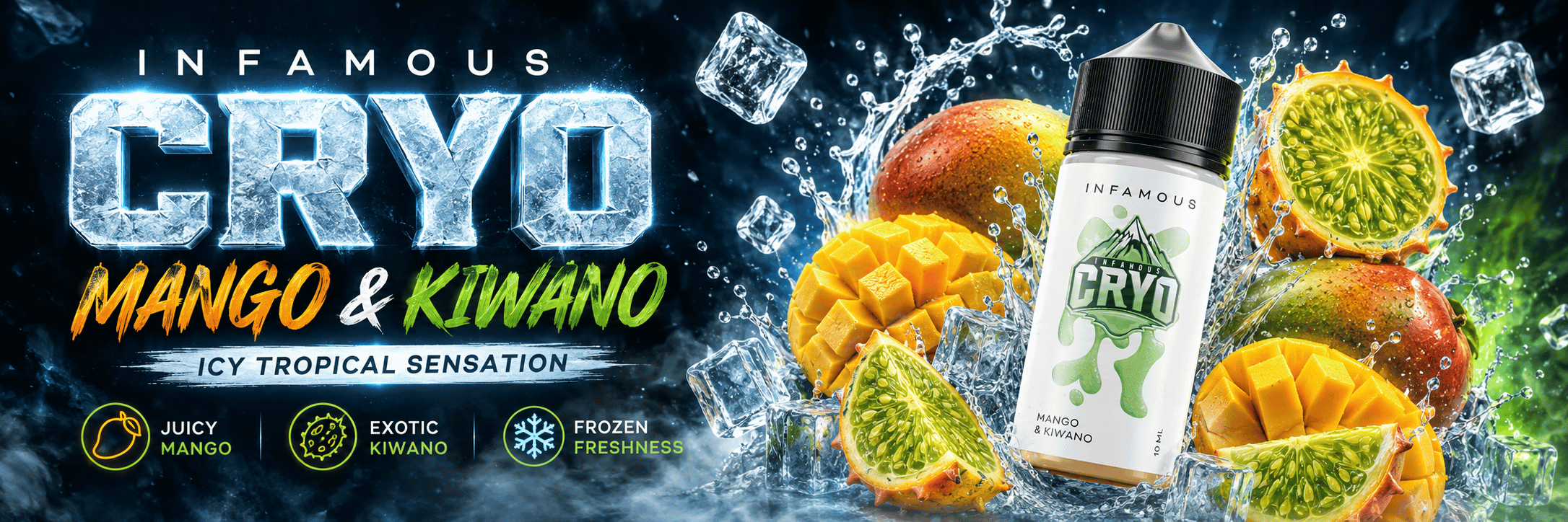 infamous cryo mango kiwano aroma banner vaping cz